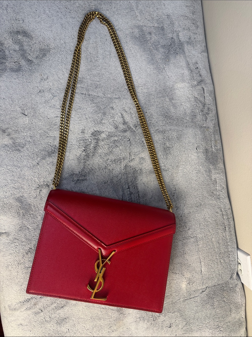 YSL Saint Laurent Cassandre Red Leather Chain Shoulder Bag - Picture 4 of 16